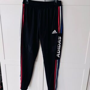 Adidas mens/womens Black Joggers with Vibrant Stripes